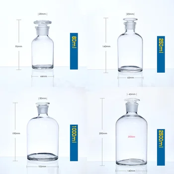 30/60/125/250/500/10000ml Прозрачен кафяв тесен шлифован уста стъкло реагент бутилка лабротарна стъклария химически експеримент