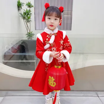 1-13 години Малко дете Бебе Момичета Китайска Нова Година Принцеса Рокли За Деца Момичета Лунен Танг Костюм Парти Дрес Дрехи за зимни момичета