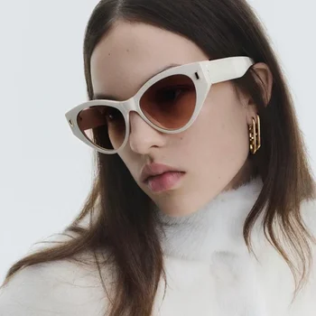 2024 Секси котешко око модни слънчеви очила Дамски луксозни маркови дизайнерски черни очила Дамски очила за отдих UV400