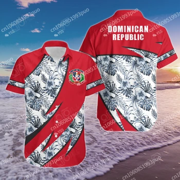 2023 Лято Нова мъжка и женска Доминиканска република Groly Shield Hibiscus Хавайска риза