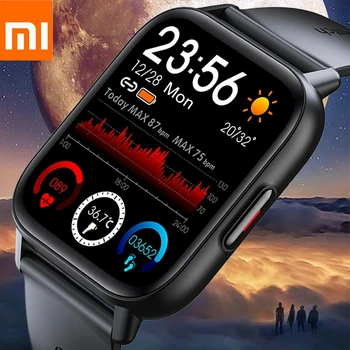 Xiaomi Нов 1.69 инчов смарт часовник Мъже Телесна температура Смарт часовник с пълно докосване Жени Точен кислороден монитор Часовник 2023 PK P8