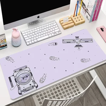 Астронавт Сладък компютър подложка за мишка Голяма гладка вселена бюро мат лилаво Kawaii игра лаптоп офис постелки игри клавиатура подложка за мишка