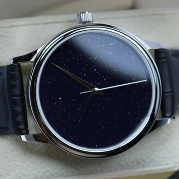 38.5mm рокля часовник 8.9mm ултра-тънък Tianjin St1812 автоматично механично движение звезден циферблат мъжки часовник