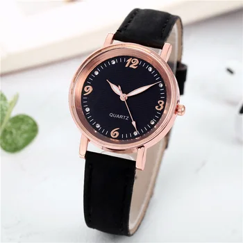 Дамски часовници кварцов часовник от неръждаема стомана Dial случайни гривна часовник луксозни дами кожа китката часовник часовник мода Reloj