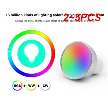  2 ~ 5PCS GU10 Интелигентна LED лампа Прожекторна крушка RGB + CW Прожектор Интелигентна крушка 28 Светодиоди Спот светлина 5W Регулируема цветна светлина за царевица