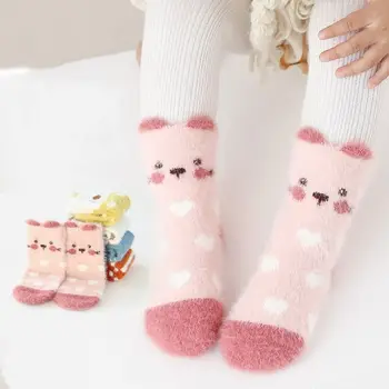 Удобни сладки заек патица малко дете етаж чорапи мечка средата тръба чорапи сладък животински модел чорапи дома сън чорапи бебе трикотаж