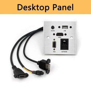 HDMI VGA аудио настолен панел превключвател USB3.0 зарядно устройство и мрежова захранваща втулка за офис десктоп сребро