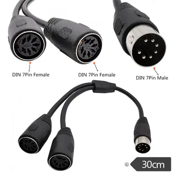 0.3M MIDI DIN 7Pin сплитер Y адаптер кабел 7-пинов MIDI DIN 1 мъжки щепсел към 2x женски гнездо Y сплитер адаптер кабел