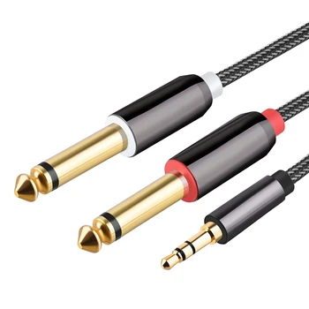  аудио кабел 3.5 мм да се удвои 6.35 мм Aux кабел 2X6.5 жак до 3.5 мъжки за миксер усилвател високоговорител сплитер кабел 1M / 3.28Ft