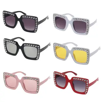 Луксозен кристал Детски слънчеви очила Квадратни слънчеви очила Деца Бебешки слънчеви очила Момчета Момичета Oculos De Sol Feminino