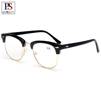 Пластмасови очила за четене на титанова рамка, полу-безрамкови унисекс пресбиопия очила, полурамки очила (+1.0,+1.5,+2.0-+4.0)R101