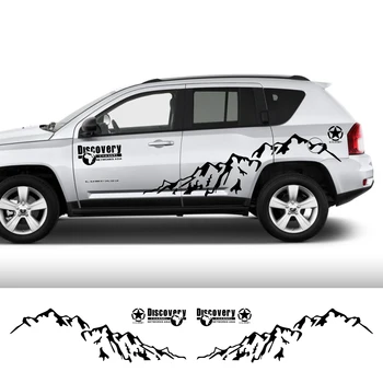 Странични стикери за кола за Jeep Compass 2007-2023 Discovery Graphics Планини звезда винил филм декор Decals Аксесоари за автоматична настройка