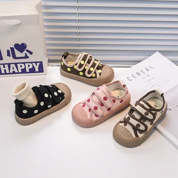 Момичета платно обувки корейски стил полка точка деца плат обувки мека подметка ежедневни обувки бебе детска градина вътрешна обувка zapatos niña