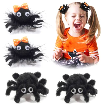 2бр Хелоуин паяк коса клипове за момичета деца сладък животински фиба шноли деца прическа коса аксесоари парти декор