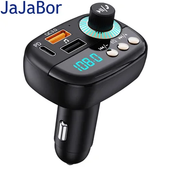 JaJaBor Car FM трансмитер кола MP3 плейър приемник Bluetooth хендсфри комплект за кола QC3.0 PD бързо зареждане Dual USB зарядно за кола