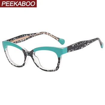 Peekaboo ясен обектив женски квадратни очила рамка жени TR90 модерен котка очила анти синя светлина CP ацетат високо качество