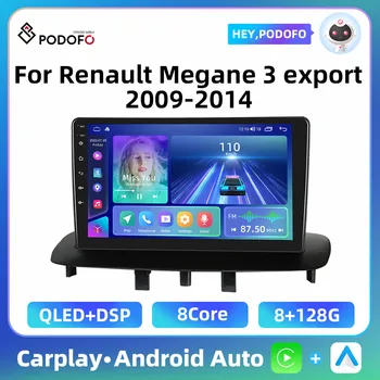 Podofo Автомобилен мултимедиен плейър за Renault Megane 3 2009-2014 2 Din Android Радио GPS навигационна глава Стерео Autoradio Auto