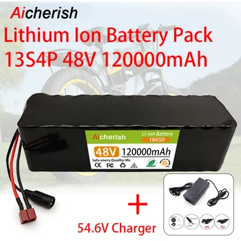 48V 120Ah литиева батерия 13S4P за електрически скутер мотоциклети E-Bike акумулаторна литиево-йонна батерия с BMS + 54.6V зарядно устройство