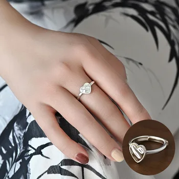 100% 925 стерлинги сребро любов сърце пръстен за жена момиче мода неправилна текстура дизайн бижута парти подарък дропшипинг