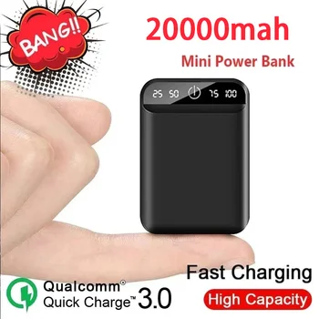20000mAh мобилна банка за захранване преносим мобилен телефон бързо зарядно цифров дисплей USB зареждане на външна батерия за Android