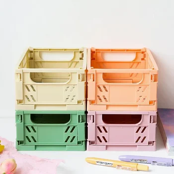 Каси Сгъваема кутия за съхранение Сгъваема настолна органайзер за козметика Пластмасови консумативи за домашно съхранение Кошче за съхранение на плодови храни