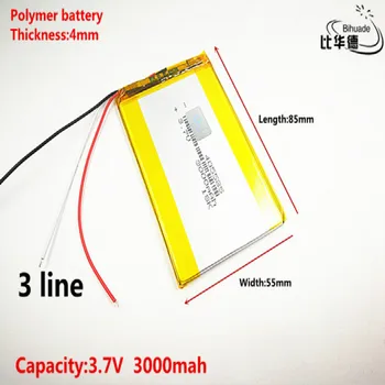 3 линия Добър Qulity 3.7V, 3000mAH 405585 Полимерна литиево-йонна / литиево-йонна батерия за таблетен компютър БАНКА, GPS, mp3, mp4