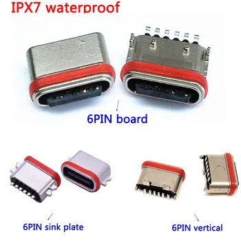 IPX7 клас водоустойчив USB жак тип-C 6P 5A женски конектор порт гнездо за данни за висок ток