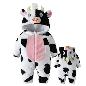 Animal Onesie Kids Kid Onesie Костюм с качулка Хелоуин крава Сладък плюшени животни костюм фантазия рокля за деца