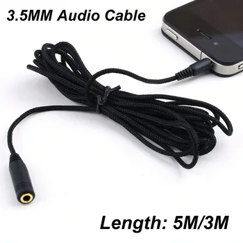 Слушалки разширение 3M / 5m кабел за аудио кърпа AUX кола 3.5mm жак високоговорители мъжки-женски интерфейс телефон звуков адаптер