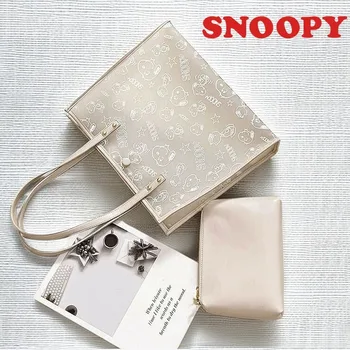 Snoopy голяма пазарска чанта прозрачни ежедневни жени голям капацитет с малка чанта мода пътуване грим организатор пазаруване рамо чанта
