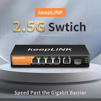 KeepLink 2.5Gb превключвател с 5 портов Ethernet 1 порт 10G SFP + неуправляван plug and play