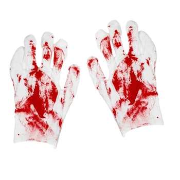 Ужасяващи Хелоуин Cosplay Bloodstain печат ръкавици за Хелоуин карнавали M6CD
