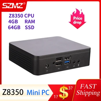 SZMZ Мини компютър X5 Z8350 1.92GHz 4GB RAM 32GB 64GB SSD Wnidows 10 Linux поддръжка HDD, VGA HD двоен изход WIN10 Minpc компютър