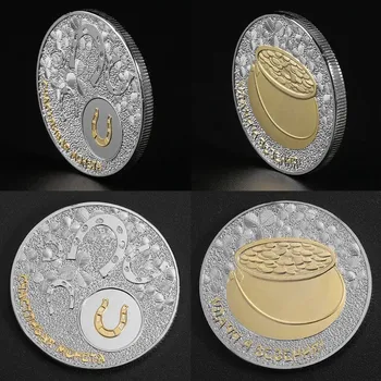 Късмет Щастие Медал за благославяне на късмета Патрон Ден на Свети Патрик Подаръци Русия Късметлийска златна сребърна възпоменателна монета