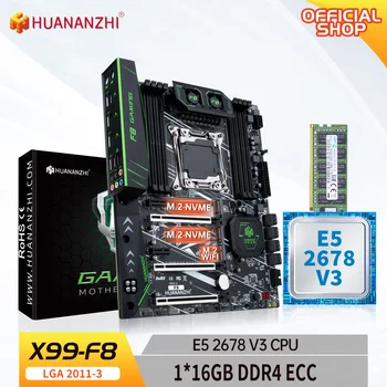 HUANANZHI X99 F8 LGA 2011-3 XEON X99 дънна платка с Intel E5 2678 v3 с 1*16G DDR4 RECC памет комбо комплект комплект NVME SATA