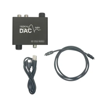 192KHz DAC конвертор Цифров оптичен коаксиален Toslink към аналогов L / R RCA 3.5mm аудио конвертор адаптер с контрол на силата на звука