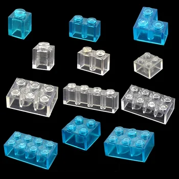 DIY градивни блокове синьо Прозрачен бял дебел тухла модел класически насипни части Съвместим Всички марки Играчки за деца
