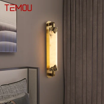 TEMOU месинг стена светлина LED модерен луксозен мрамор свещи тела вътрешен декор за дома спалня хол коридор