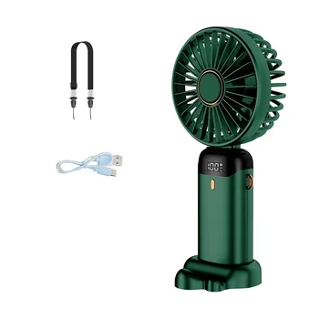 Ръчен вентилатор, мини преносим персонален вентилатор USB акумулаторен, малък джобен вентилатор с каишка и базови 5 скорости (зелен)
