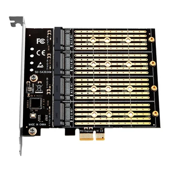 Mining PCIE към M2 адаптер SSD адаптер PCI Express X1 4 порта B ключ M.2 NGFF SATA разширителна щранг карта
