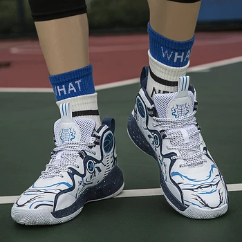 Баскетболни обувки мъжки маратонки на открито устойчиви на износване високоеластични тенис въздушни обувки спортни удобни младежки обувки за топка