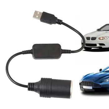 USB към автомобилна запалка гнездо женски конвертор USB адаптер 5V към 12V конвертор щепсел гнездо кабелен контролер щепсел адаптер за запалка за кола