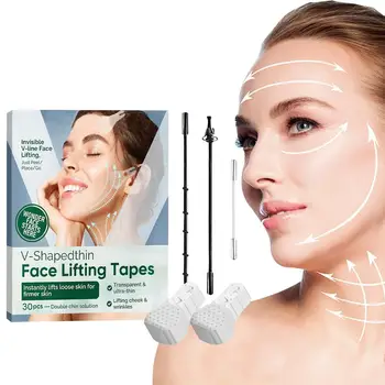 Face Lift лента Невидима 1box лента за повдигане на лицето с повдигащо въже Незабавно повдигане на увисналата кожа Скриване на бръчките на лицето & Двойна брадичка