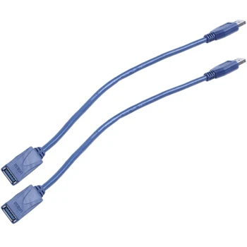 2X Blue USB 3.0 мъжки към мъжки F / M тип A конектор удължителен кабел 30Cm