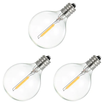 3Pcs G40 Led заместващи крушки, E12 винтова основа нечупливи LED глобус крушки за слънчеви струнни светлини топло бяло