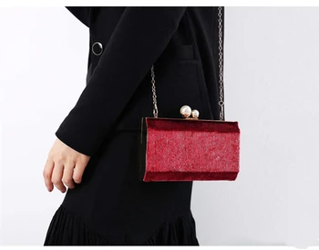 Дамска чанта Minaudiere VELOUR Chains Вечерни чанти Чанта Чанта Луксозни чанти за рамо Дизайнерска чанта