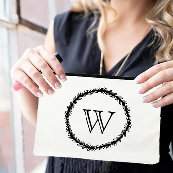 Мода кръгла форма азбука козметични случаи грим торбичка чанта за жени случайни мода червило съхранение цип писмо чанта подаръци