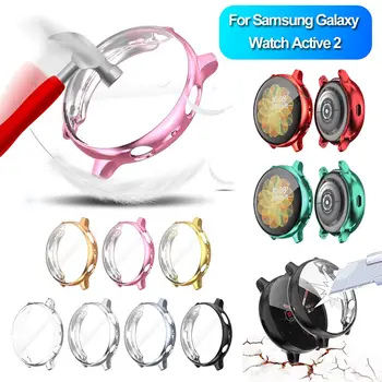Sports Soft 40mm 44mm За Samsung Galaxy Watch Active 2 Screen Protector TPU Watch Case Electroplate