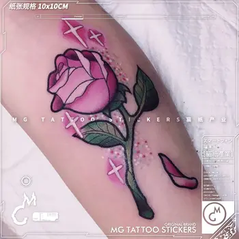 Карикатура роза татуировка стикери японски аниме водоустойчиви временни татуировки романтична татуировка ръка изкуство фалшива татуировка за жени на едро