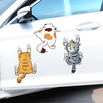 3X Смешни домашни любимци котка кола стикер катерене котки животински стайлинг стикери кола тялото декорация творчески Decal кола авто декор аксесоари